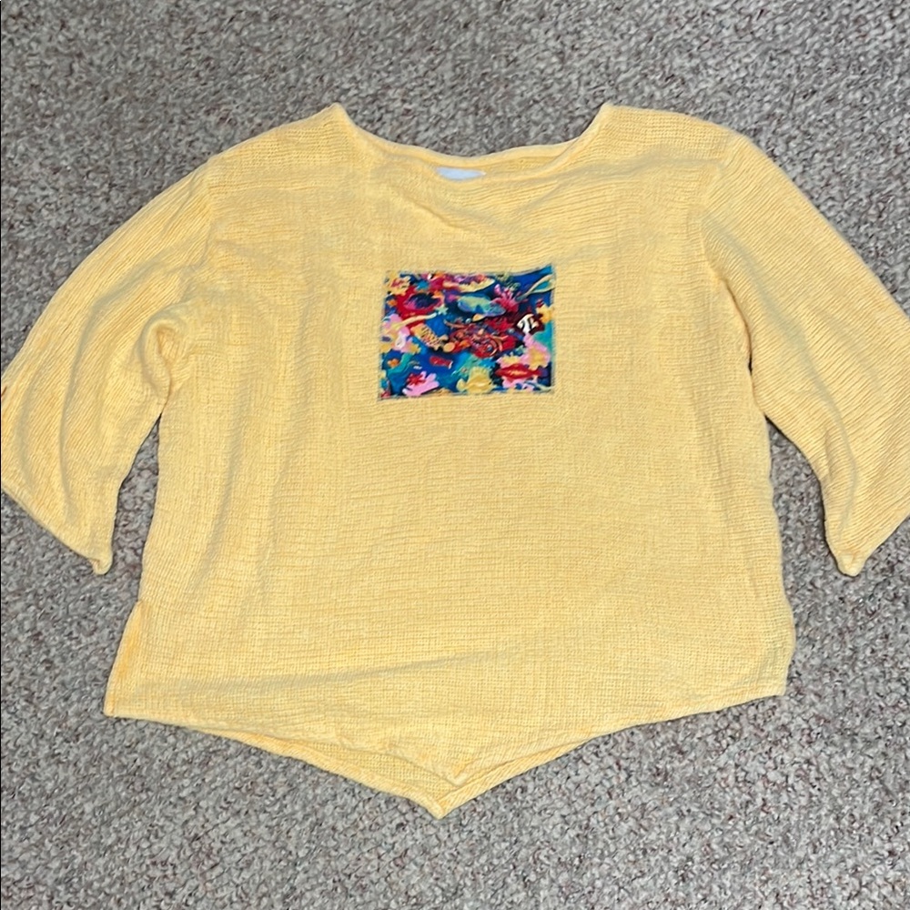Michael leu vintage Yellow Women's Top with Vibrant Patch